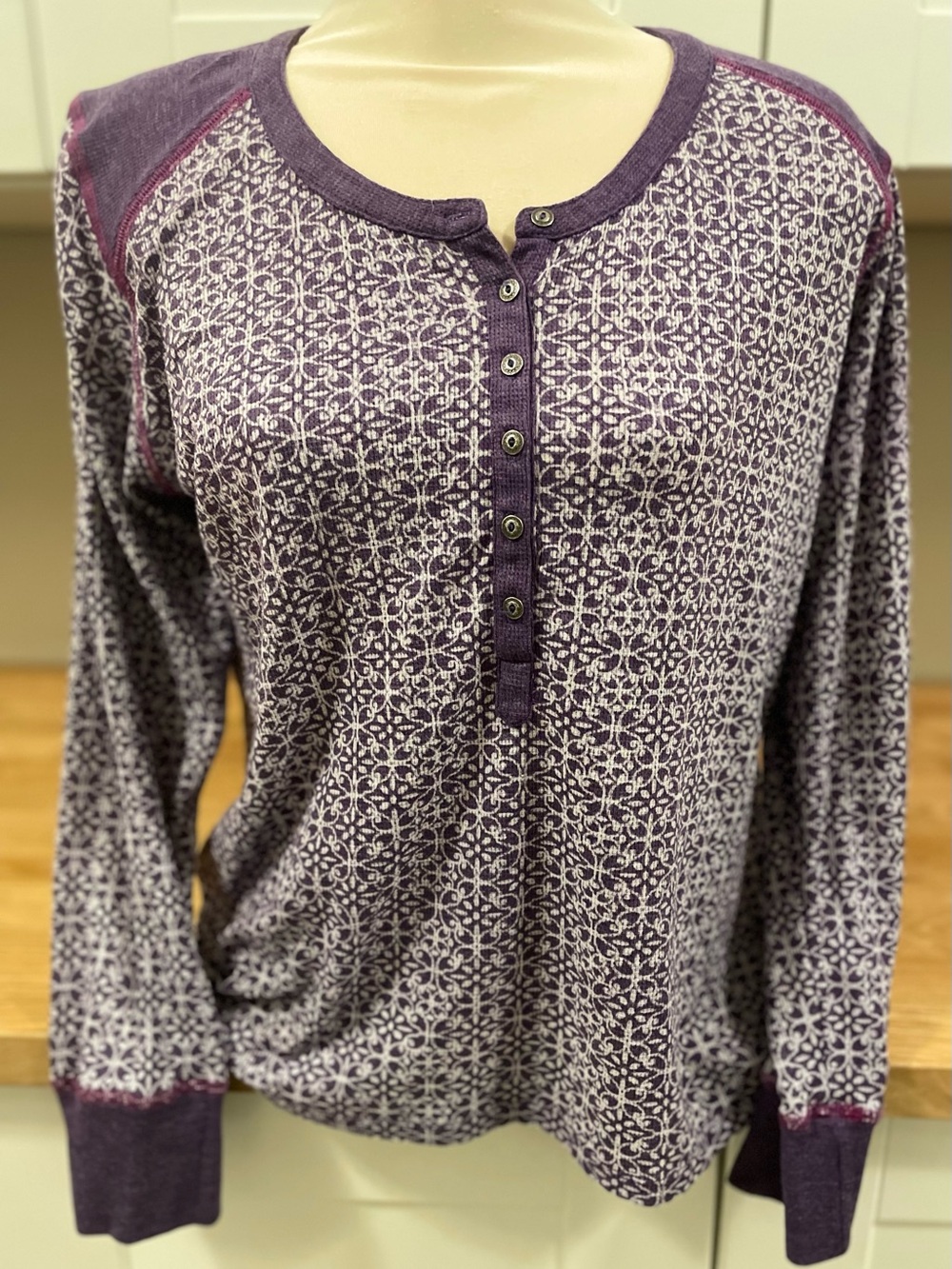 Kuhl Silver Osk Purple Patterned Long-Sleeve Henley Thermal